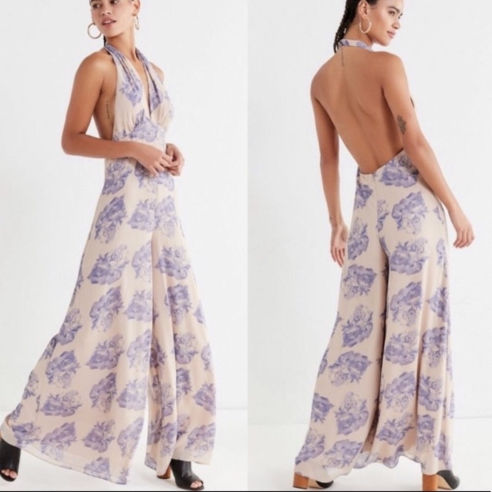 Urban Outfitters Plunging Wide Leg Jumpsuit